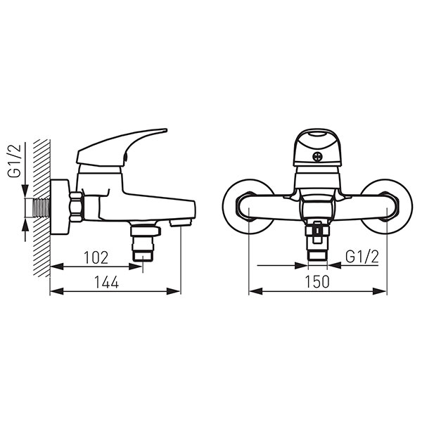 Ferro One - Wall-mounted bath mixer, chrome
