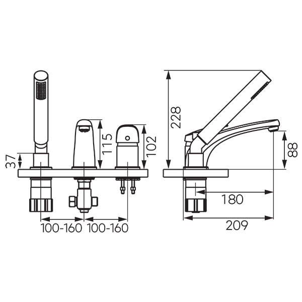 Ferro One - Multiple-hole bath mixer