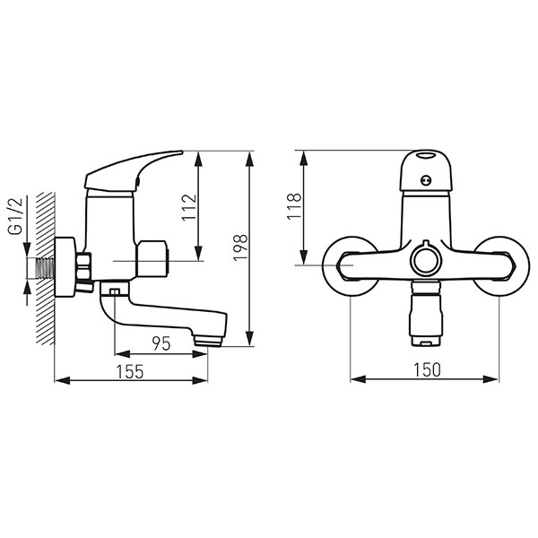 Ferro One - Wall-mounted bath mixer, chrome