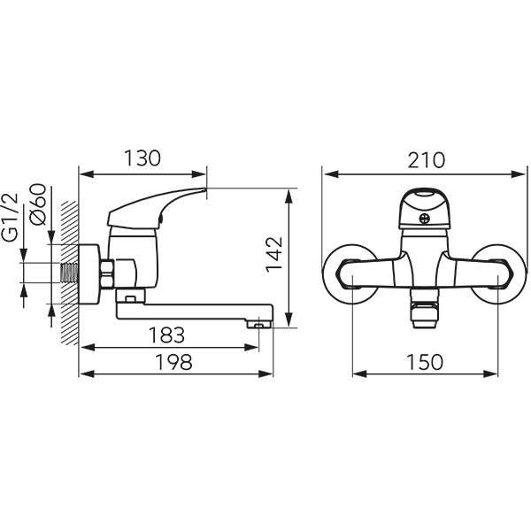 Ferro One - wall-mounted washbasin mixer, chrome