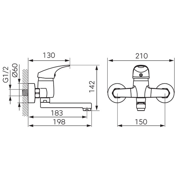 Ferro One - wall-mounted washbasin mixer