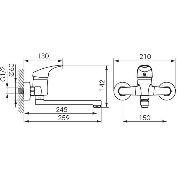 Ferro One - wall-mounted sink mixer, chrome