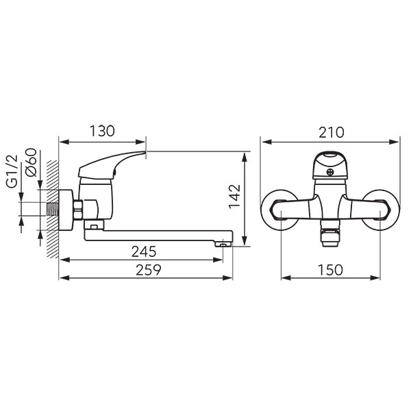 Ferro One - wall-mounted sink mixer