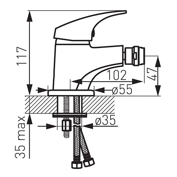 Ferro One - Bidet standing mixer, chrome