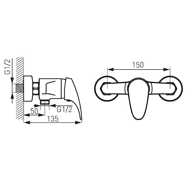 Ferro One - Wall-mounted shower mixer, chrome