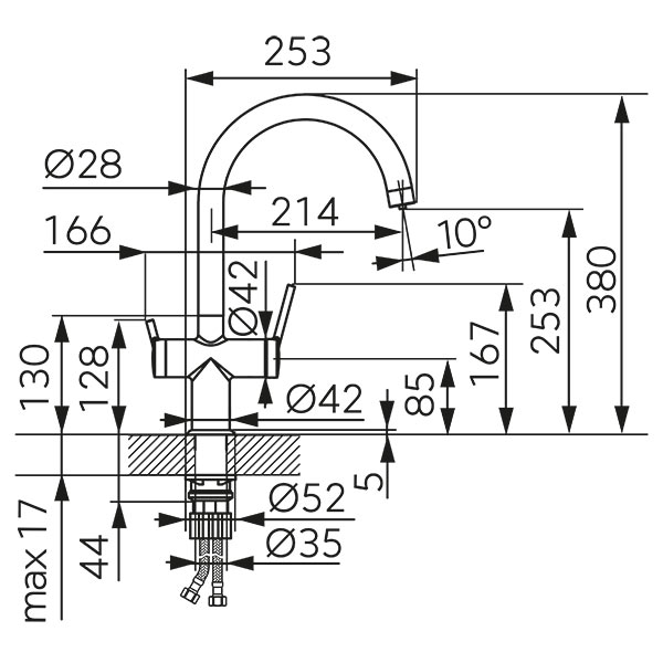 Filtrata - Baterie inalta pentru chiuveta cu apa filtrata, crom