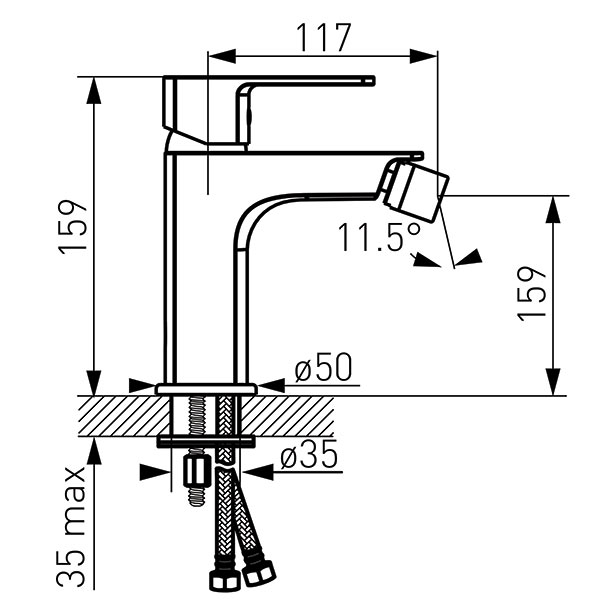 Alba Verdeline - Bidet standing mixer, chrome