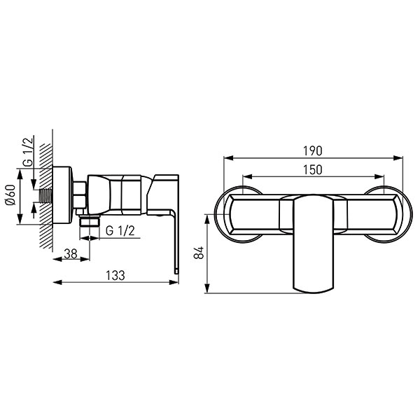 Alba VerdeLine - wall-mounted shower mixer