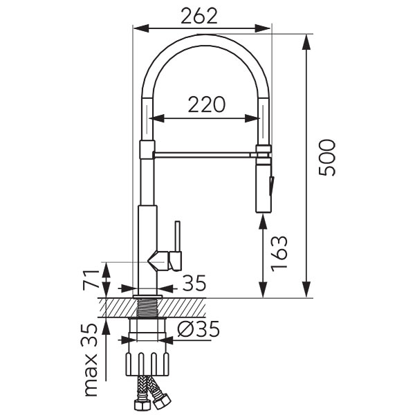 Libretto - Standing sink mixer with flexible pull-out spray