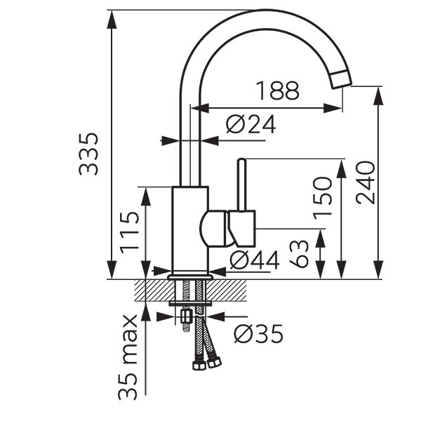 Lugio Sink standing mixer