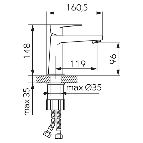 Nostris - washbasin standing mixer, black