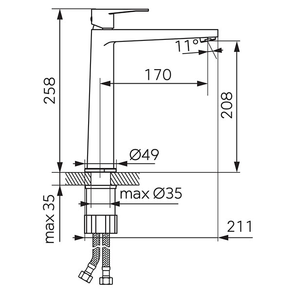 Nostris - washbasin high standing mixer, black