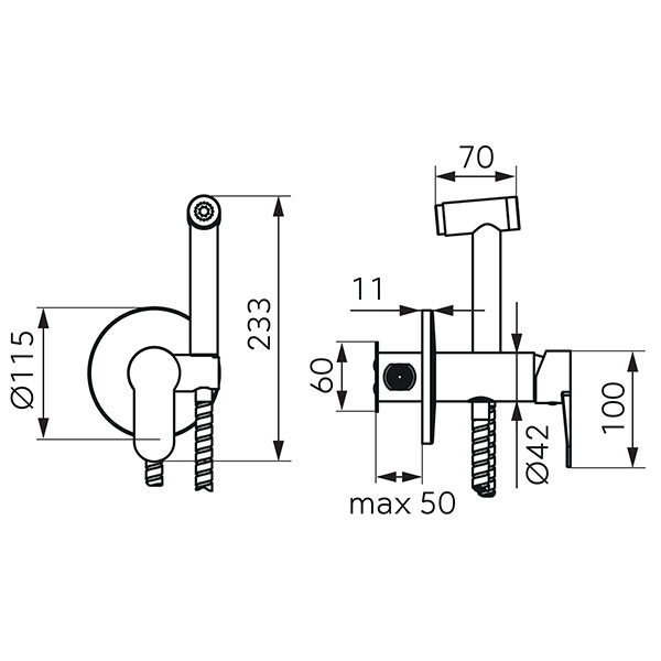 Nostris - Concealed bidet mixer with accessories, chrome