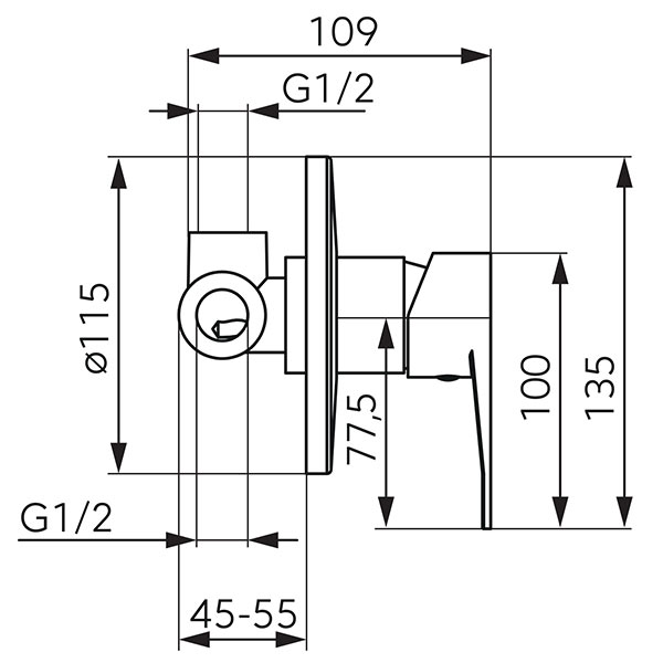 Nostris - shower concealed mixer - 1way, black