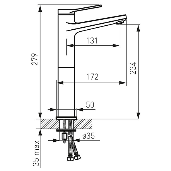 Stratos Black - Standing counter washbasin mixer, black