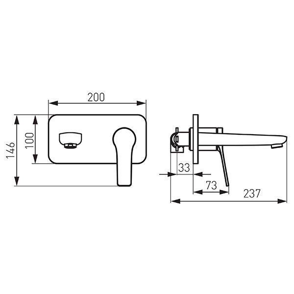 Stratos Black - built-in washbasin mixer