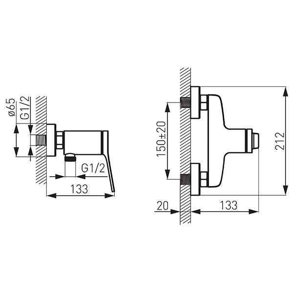 Stratos - Wall-mounted shower mixer, chrome