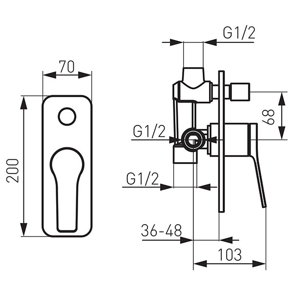 Stratos - built-in shower mixer