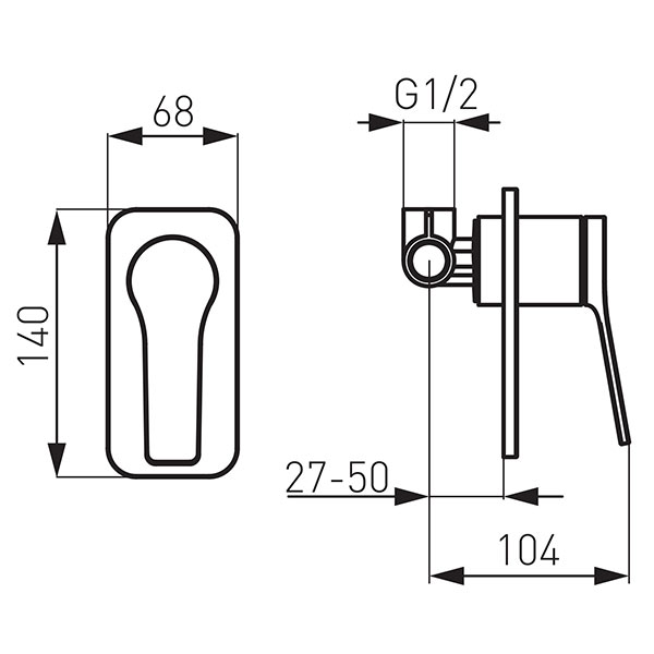 Stratos Black - built-in shower mixer