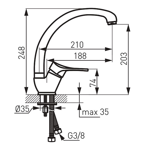 Stillo - Asymmetric standing sink mixer