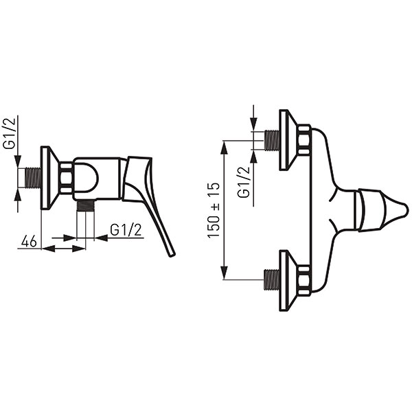 Stillo - Wall-mounted shower mixer, chrome