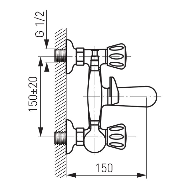 Standard - baterie perete cada-dus cu set de dus inclus