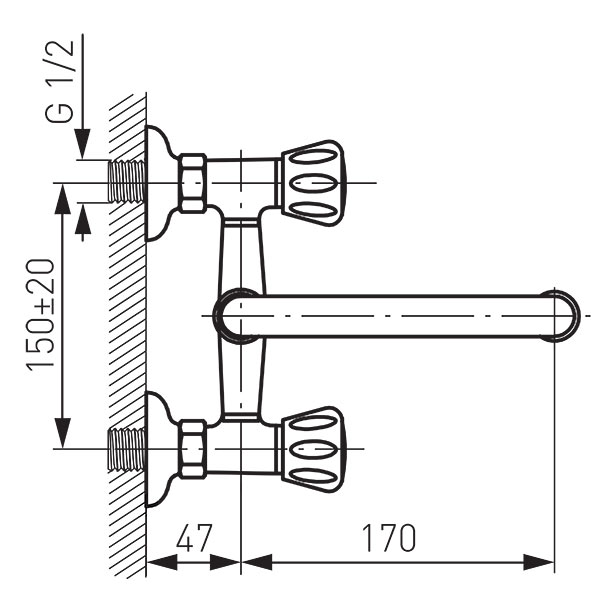 Standard - Wall-mounted washbasin mixer, chrome