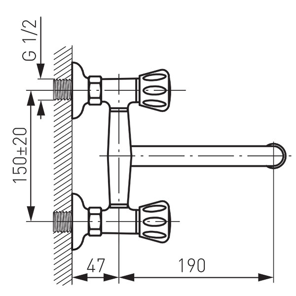 Standard - baterie perete lavoar/spalator