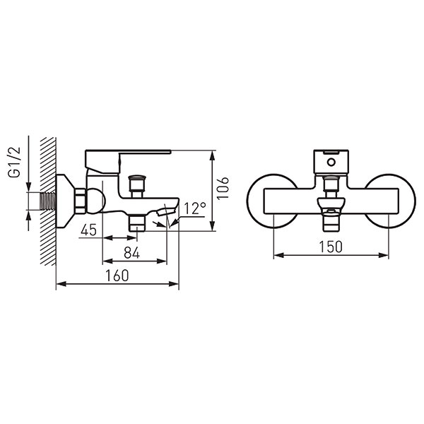 Savio - Wall-mounted bath mixer, chrome