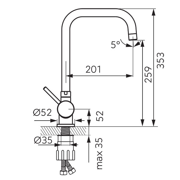 Toledo - standing folding sink mixer