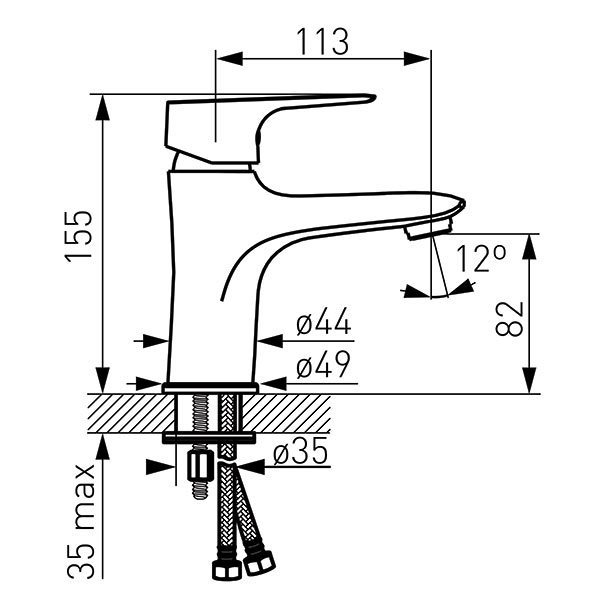 Tiga VerdeLine - Standing washbasin mixer