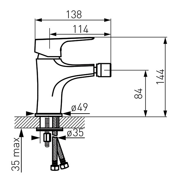 Tiga VerdeLine - Bidet standing mixer