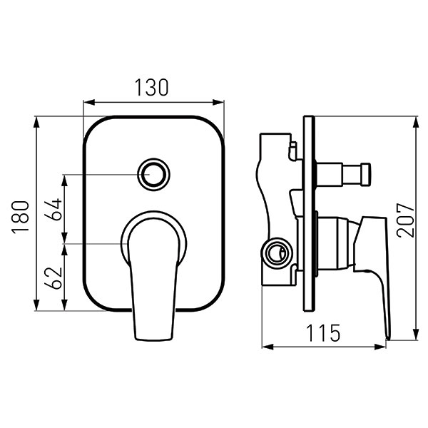 Tiga VerdeLine - Built-in shower mixer