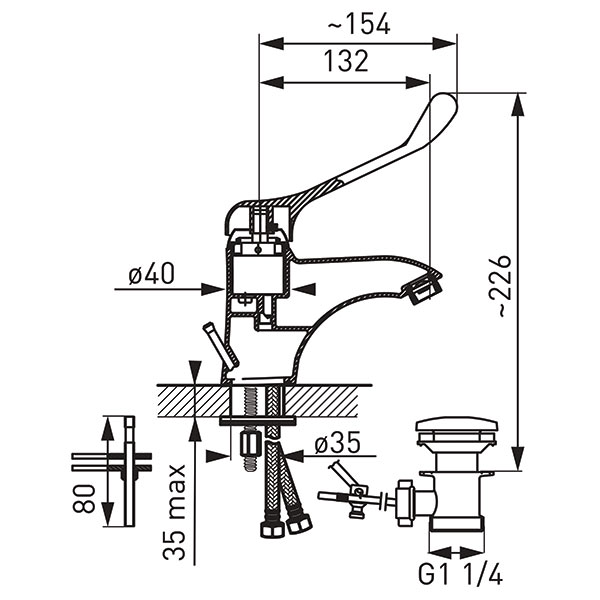 Standing washbasin mixer