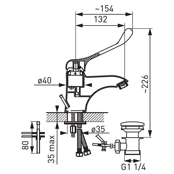 Standing washbasin mixer