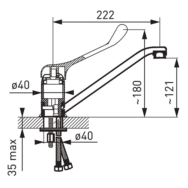 Standing sink mixer