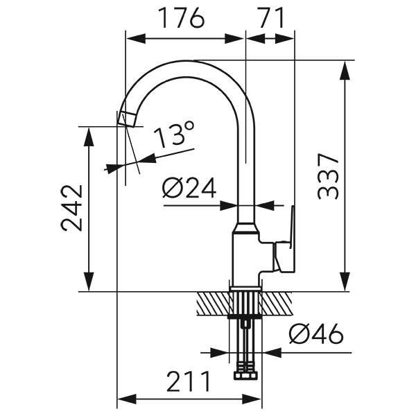 Ritto - Standing kitchen mixer, chrome