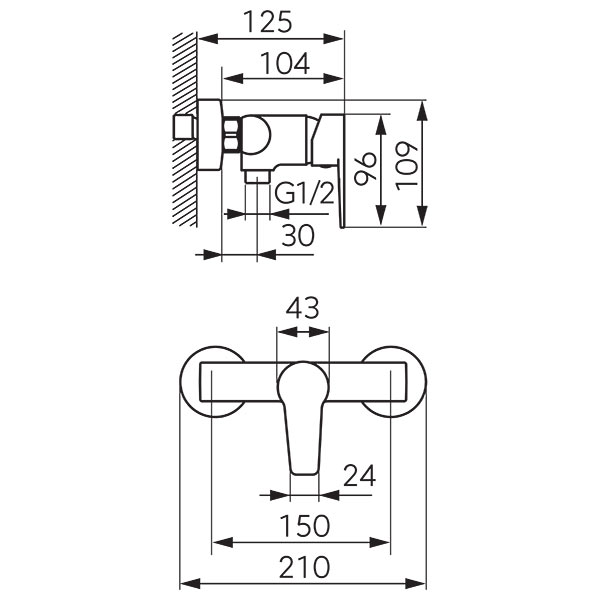 Ritto Black - Wall-mounted shower mixer, black
