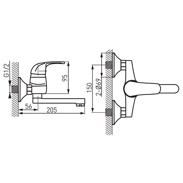 Vasto - Wall-mounted washbasin mixer, chrome
