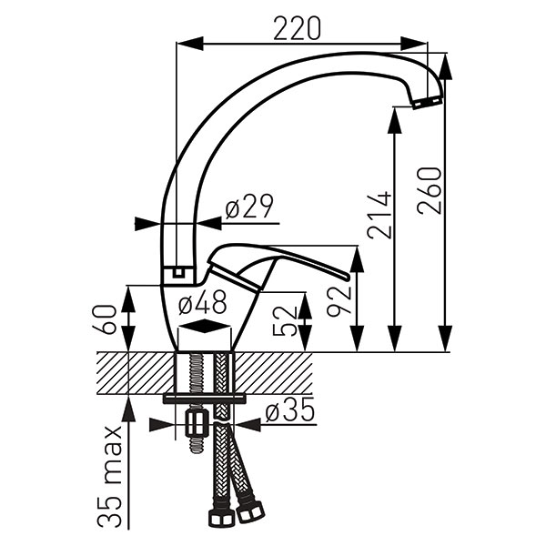 Vasto - asymmetric standing sink mixer