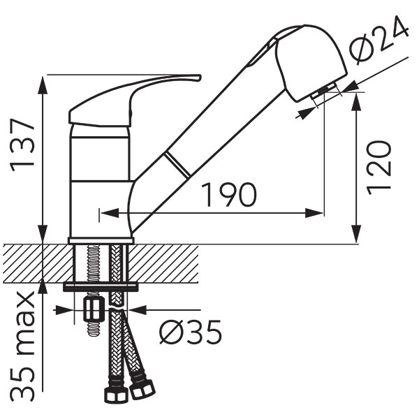 Vasto - standing sink mixer with pull-out spray