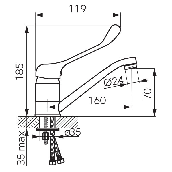 Vasto Medico - Standing washbasin mixer with swivel spout