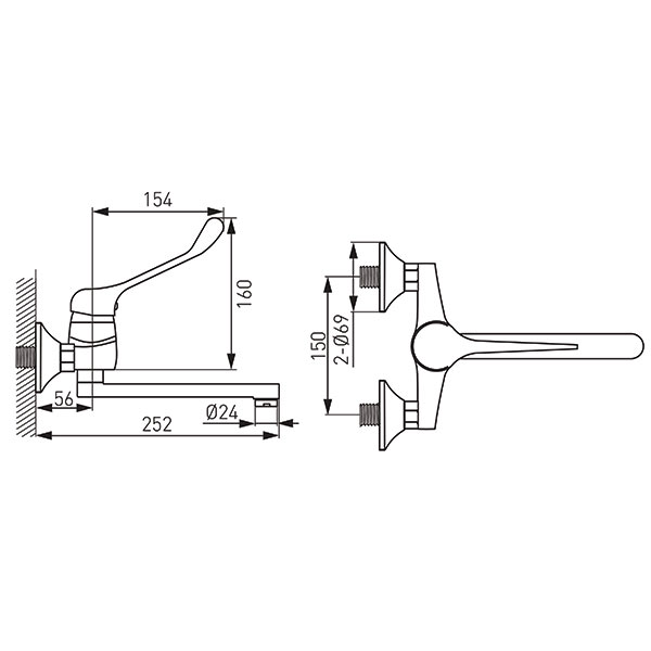 Vasto Medico - Wall mounted sink mixer