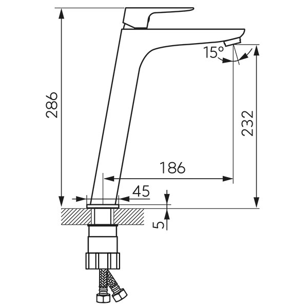 VITTO VERDELINE - standing counter washbasin mixer, chrome