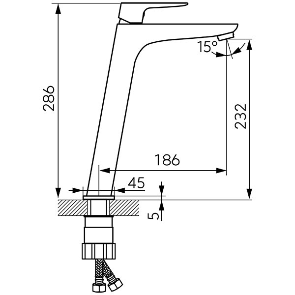 Vitto Verdeline Gun Metal - Baterie stativa pentru lavoar inalt