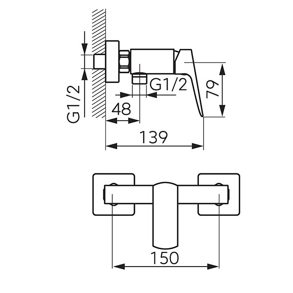 Vitto Gold Verdeline - Wall-mounted shower mixer, gold