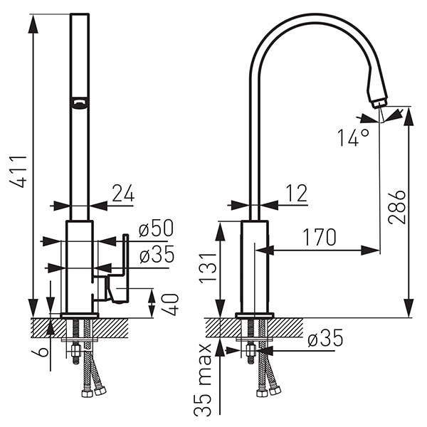 Zicco Black - Standing sink mixer