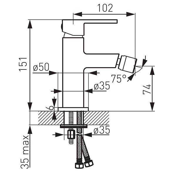 Zicco - Bidet standing mixer, chrome