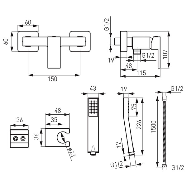 Zicco - Wall-mounted shower mixer