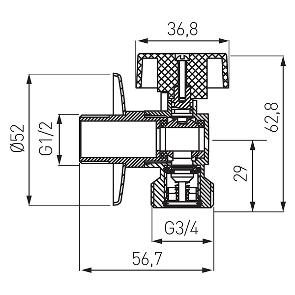 Kampinis ventilis 1/2"x3/4"